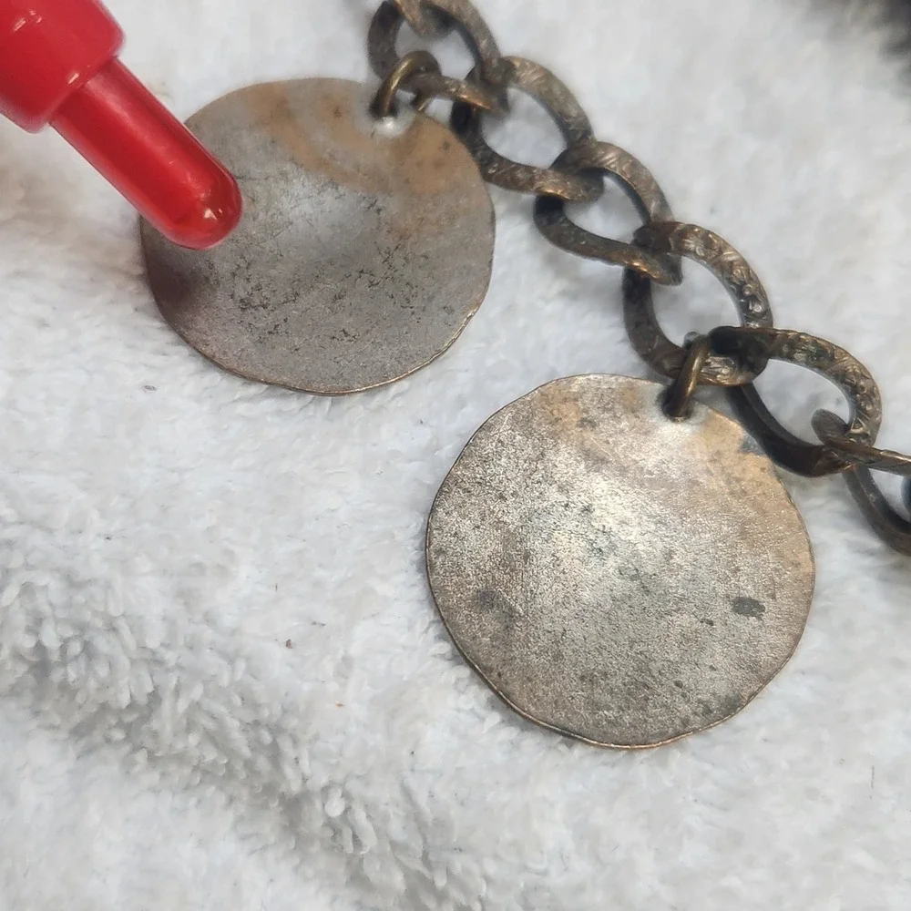 Vintage Coin Charm Bracelet Hercules Medallion Brass Tone Ornate‎ Chain AS IS